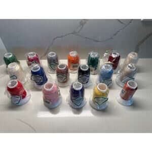 NEW 18 Spools of Woolly Nylon Sewing Thread....1000M Each..17 Different Colors